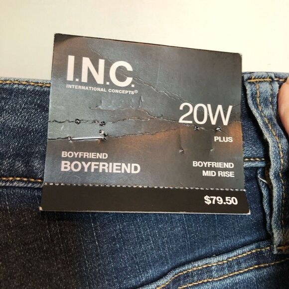 I.N.C. INTERNATIONAL CONCEPTS - NWT - L Sz 20W Mid -Rise Boyfriend Jeans/Indigo - Picture 7 of 16